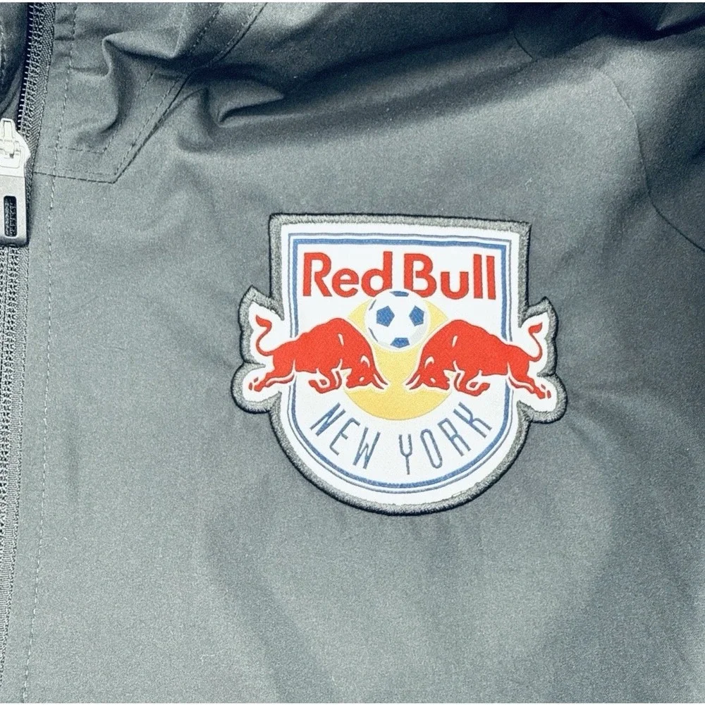 Adidas New York Red Bulls Rain Jacket Mens 3XL Black Full Zip Hooded MLS Soccer